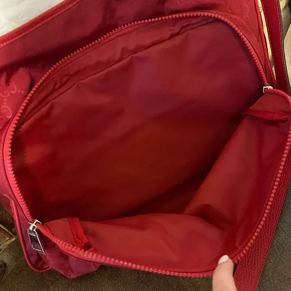 GUCCI Nylon Monogram Double Buckle Flap Messenger Bag Vibrant Red - Picture 8 of 16